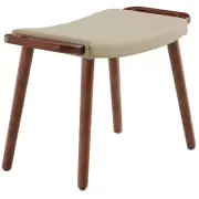 Manhattan Comfort Geta Linen Fabric/Wood Ottoman in Barley Cream/Antique Walnut