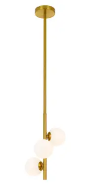 Morgan 3 Light Antique Gold Opal Vertical Pendant Light