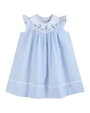 Lil Cactus Seersucker Easter Bunny Smocked Bishop Dress