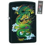 Zippo 29839 Asian Inspired Dragon Black Matte Finish Lighter + FLINT PACK