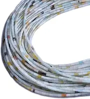 Asingeloo 2X4mm Natural Amazonite Tube Stone Beads Cylinder Column Bar Semi Precious Gemstone Beads for Jewelry Making Strand 15 Inch Crystal Enery Healing Power