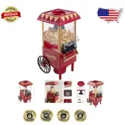 Vintage-Style 6-Cup Air Popcorn Popper - Oil-Free Countertop Machine in Red