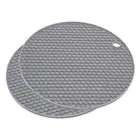 Silicone Trivet Mats 2pcs, Round Hot Pan Pads honey-comb Drying Mat - Light Gray