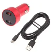 For Galaxy Z Fold/3/4/5 24W Fast Car Charger 2-Port 6ft USB-C Cable DC Socket