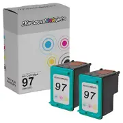 2PK DI TriColor Ink Replacement for HP 97 DesignJet 5940 5940xi Deskjet 5740 460