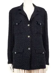 Navy Tweed Pockets Jacket
