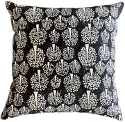 Tree of Life Black Colour Block Print Canvas Cotton Cushion Cover Pillow (Pillow Case/ 2Pcs)