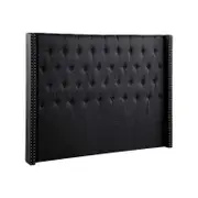 Foret Bed Head King Size Headboard Bedhead Frame Base Stud Tufted Fabric Black