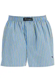 [HOMME GIRLS] HOMME GIRLS blue cotton boxer shorts with vertical yellow stripes M Blue