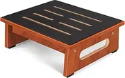 RayLove One Wood Step Stool for Adults & Seniors With Non-Slip Rubber Stepping Surface, Indoor/Outdoor Platform Step,450 Ib Portable Single Wooden Riser Bathroom, Kitchen,Bedside (Walnut) (YBD001)