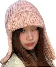 [Generic] 2025 Soft Knitted Y2K Beanie Hat for Girls Women Cute Solid Color Ear Protection Winter Hat Outdoor Warm Skull Cap