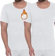 [FIANA FASHIONS] Mens Winter Warm Thermal Short Sleeve Top, Cotton Quick Drying Underwear Baselayers Suitable for Daily Use, S M L XL XXL Inner Wear Undershirt (Pack of 2)