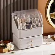Clear Cosmetic Storage Organizer With Stackable Drawers, Makeup Organiser for Vanity, Skin Care Lipstick Holder, Tray Cosmetic Holder, Jewelry and Hair Accessories Organizer (White)