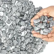 BELLE VOUS Decorative Natural Stones - Small Grey Stones for Painting Flat - Pebbles Flat - Stones for Plants - Suitable for Pots and Aquariums and Gardens - Total 3.4 kg