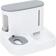 [Grey] 2 in1 Feeder Food Water Dispenser Bowl Automatic Dog Cat Bottle Pet Self Feeding