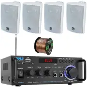 Pyle PDA29BU.6 Bluetooth Home Audio Amplifier, 4x 4" 200W Max Speakers W/Wire