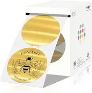 PARLAIM 2 Inch Brushed Gold Circle Thermal Sticker Printable Round Holographic Material Self-Adhesive Direct Thermal Label for DIY Logo Design, QR Code, Name Tag, 400 Dots/Roll