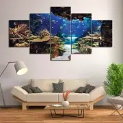 Multi Panel Print Divers Cave Reef Canvas Wall Art Ocean Life Underwater 5 Piece