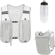 Running Hydration Vest with 500ml Soft Flask, Waterproof Phone Pocket, Lightweight Hydration Pack, Adjustable No-Bounce Straps for Trail Running, Marathon, Cycling