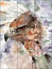 Eagle Tile Backsplash Taylor Native Art Ceramic Mural JTA010