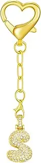 [Poagoep] Initial Letter Keychain for Women Gold Cute Heart Keyrings for Wallet Backpack Bag Charm Car Key Chain Accessories