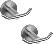 Bath Double Towel Hook 304 Stainless Steel Coat/Robe Clothes Hook for Bath Kitchen Modern Hotel Style Wall Mounted 2 Pack Brushed Finish