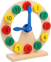HOMOBABE 1Pc Wooden Number Clock Educational Cognitive Learning Tool for Material Smooth Polished Surface Geometric Shapes for Development Activities
