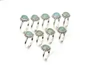 WHOLESALE 10PC 925 SOLID STERLING SILVER AQUA CHALCEDONY RING LOT B096