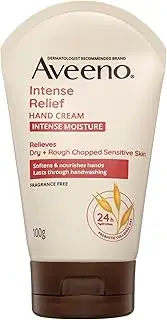 Aveeno Intense Relief Soothing Fragrance Free Hand Cream 24-Hour Moisture Protect Dry Rough Chapped Sensitive Skin 100g