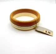 Cuff Bracelet Bangle Plastic Earthy 70s Brown, Tan, Gold Vintage Maybe Bakelite