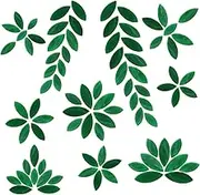 Yoption 100 Pieces Petal Mosaic Tiles, Hand-Cut Stained Glass Flower Leaves Tiles for Art Craft and Home Decorations (Green)