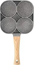 qwmvhfg， Omelette Pan Egg Pan Pancake,Non-Stick Aluminum Alloy Multi Egg Pan Frying Pot,with Wood Handle,for Induction Cooker Ki