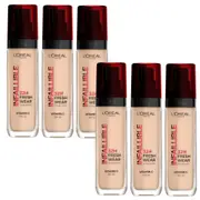 6x L'Oreal Paris Infallible 32H Fresh Wear Foundation SPF 25 30ml 132 Warm Undertone