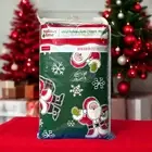 Holiday Time Vinyl Christmas Tablecloth Santa Snowflakes Green Rectangle 60"X84"
