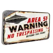 Poster - 13" x 17" Paper Retro Space Themed Bedroom Decor Area 51 Warning