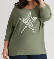 NEW AUTOGRAPH 3/4 SLEEVE STAR JUMPER KHAKI SIZE S, M, L
