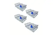 4 X Wilson Heavy Duty Rectangular Crab Traps - 2 Entry Crab Pots - Blue Mesh