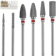 Nail Drill Bits, Tungsten Steel Manicure Drill Bits, Durable Cuticle Clean Pedicure Tool, Wear Resistant Pedicure Grinding Heads, Professional Nail Grinding Heads for Manicure Acrylic Nails (red)