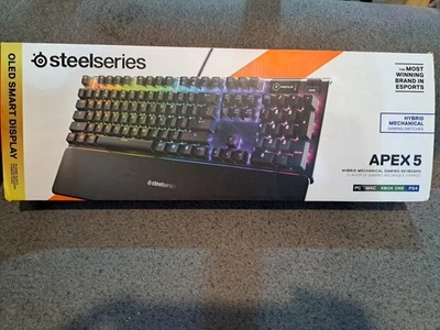 SteelSeries Apex 5 Hybrid Mechanical Gaming Wired Keyboard. OLED Smart Display