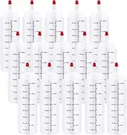 Haawooky 15 Pack 8oz Plastic Scale Squeeze Bottle,Clear Condiment Squeeze Bottles,Squirt Bottles with Red Tip Cap for Ketchup,BBQ,Sauces,Art and Crafts