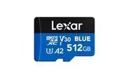 Lexar BLUE microSDXC UHS-I Card 512GB 512GB - C10, A2, UHS-I(U3), V30, up to 160MB/s read Multi-Card 3-in-1 USB 3.1 Reader marked with Rev B LMSBLUE512G-BNANG