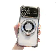 For iPhone 13 Pro MagSafe Holder Shockproof TPU Phone Case with Lens Film - Silver