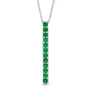 Lab-Created Emerald Linear Pendant in Sterling Silver