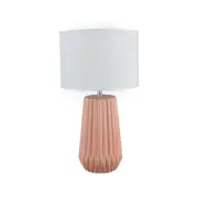 Tina Scandinavian Mid-Century Pink Ceramic Table Lamp Light Linen Shade