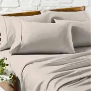 Renee Taylor Egyptian Cotton Sheet/Pillowcase Bedding Sleep Set - Sand