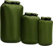 [zolyet] 3pcs Dry Bag Roll Top Dry Sack for Kayaking Boating Fishing Swimming Army Green