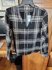 NWT Black & White Pendleton Shirt Womens XS Fitted UltraLuxe Merino Wool