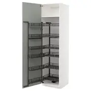 METOD high cabinet with pull-out larder, white/Havstorp light grey, 60x60x220 cm