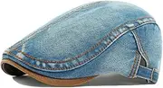 [Qunson] Denim Newsboy Hats Flat Cap for Men Women Adjustable Ivy Gatsby Cabbie Driving Hat