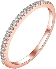 [TIDOO] Jewelry 925 Pure Silver Plated Stackable Rose Gold Color Ring Cubic Zirconia Micro Inlays 1.5mm Thin Mini Knuckle Ring